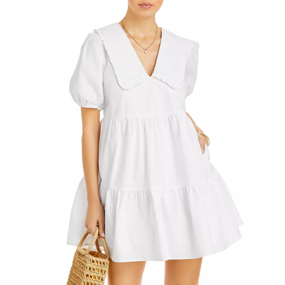 Aqua Tiered Poplin Mini Dress